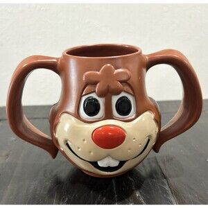 VTG 80s Nestle Quik Nesquik Quicky Rabbit Bunny Face Plastic Double Handle Mug